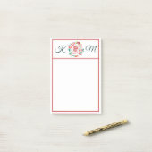 Levendige liefde floral Monogrammed Post-it® Notes (Op bureau)