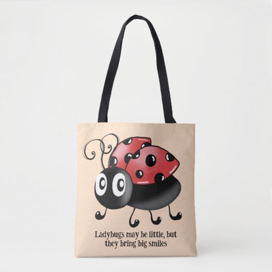 Levendige lieveheersbeestjes op rode Canvas tas - (Voorkant)