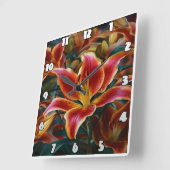Levendige Lily Bloeit In Een Tuin Bij Dusk Vierkante Klok (Hoek)