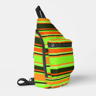 Levendige Limoen, Sinaasappel, & Tangerine Gestree Sling Bag