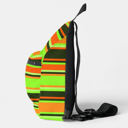 Levendige Limoen, Sinaasappel, & Tangerine Gestree Sling Bag (Rechts)