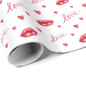 Levendige lippen en het woord liefde cadeaupapier (Rol Hoek)