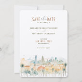 Levendige Los Angeles Skyline Save-the-Date Kaart (Voorkant)