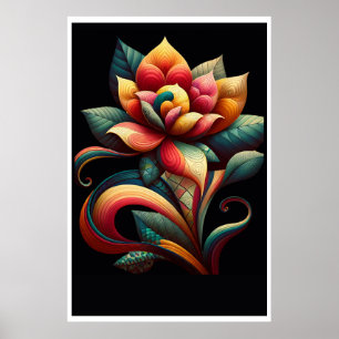 Levendige lotus: een grillig bloemontwerp poster