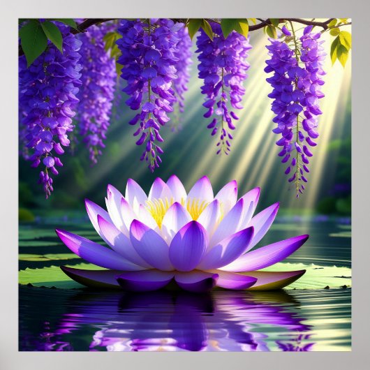 Levendige Lotusbloem op Water Poster (Voorkant)
