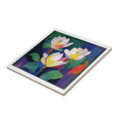 Levendige lotusbloemen - Moderne Waterverf muurkun Tegeltje (Zijkant)