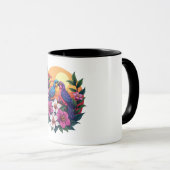 Levendige Lovebirds bij zonsondergang met tropisch Mok (Voorkant rechts)