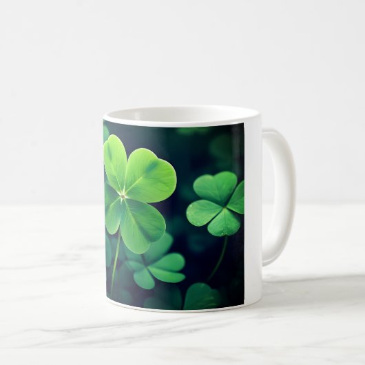 Levendige Lucky Four Leaf Clover - Sparkle W Koffiemok (Voorkant rechts)