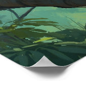 Levendige luipaard lopen op boomtak schilderij poster (Hoek)