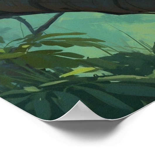 Levendige luipaard lopen op boomtak schilderij poster (Hoek)