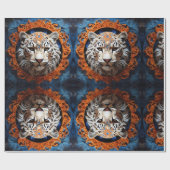 Levendige luipaard met bloemenmotieven cadeaupapier (Vlak)