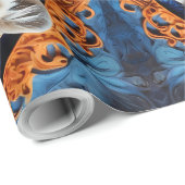 Levendige luipaard met bloemenmotieven cadeaupapier (Rol Hoek)