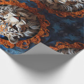 Levendige luipaard met bloemenmotieven cadeaupapier (Hoek)