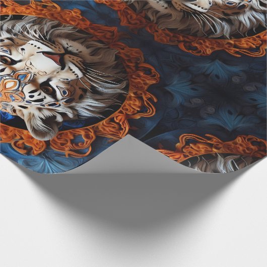 Levendige luipaard met bloemenmotieven cadeaupapier (Hoek)