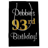 Levendige, luxe, Faux Gold-look 93e verjaardag Medium Cadeauzakje (Voorkant)