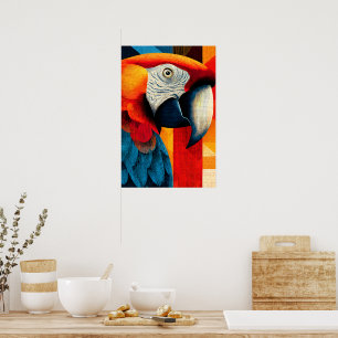 Levendige Macaw Papegaai Geometrische Pop Art Post Poster