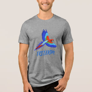 Levendige Macaw Papegaai Vrijheid Tri-blend T-Shir Shirt