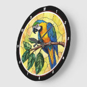 Levendige Macaw Parrot en Tropical Leaves Design Grote Klok (Hoek)