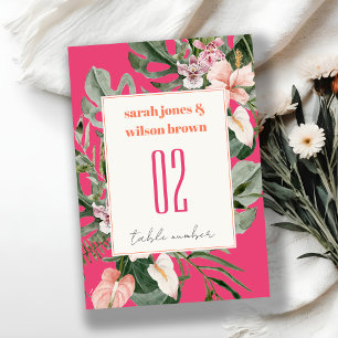 Levendige magenta blush boho tropische bloemenbrui kaart