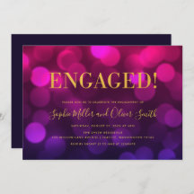 Levendige Magenta Bokeh Faux Gold verlovingsfeest