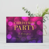 Levendige Magenta Bokeh Lights Gouden Kerstfeest Kaart (Staand voorkant)