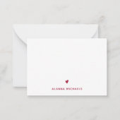 Levendige magenta — Hart en naam Notitiekaartje (Voorkant)