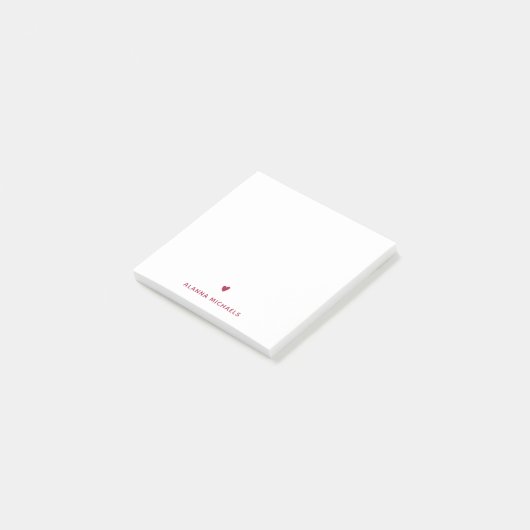 Levendige magenta — Hart en naam Post-it® Notes (Schuin)