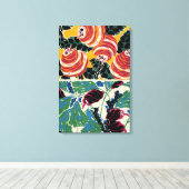 Levendige Magenta & Oranje Abstracte Bloemkunst Canvas Afdruk (Insitu (Houten vloer))