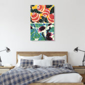 Levendige Magenta & Oranje Abstracte Bloemkunst Canvas Afdruk (Insitu (Slaapkamer))