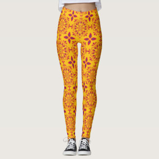Levendige Magenta & Oranje Geometrische Mandala Leggings