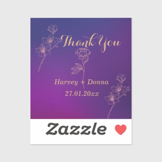 Levendige magenta Paarse dank u bruiloft Sticker (Vel)