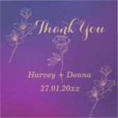 Levendige magenta Paarse dank u bruiloft Sticker (Voorkant)