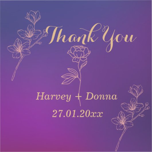 Levendige magenta Paarse dank u bruiloft Sticker (Voorkant)