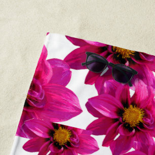 Levendige Magenta Roze Dahlia Bloemendoek voor Dou Strandlaken