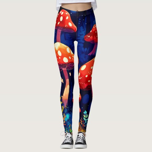 Levendige Magic Mushroom Forest Art Leggings (Voorkant)