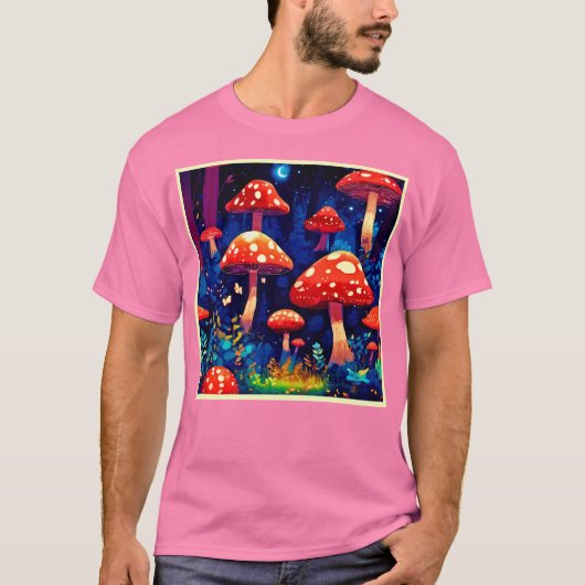 Levendige Magic Mushroom Forest Art T-shirt (Voorkant)