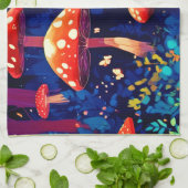 Levendige Magic Mushroom Forest Art Theedoek (Gevouwen)