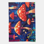 Levendige Magic Mushroom Forest Art Theedoek (Verticaal)