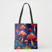 Levendige Magic Mushroom Forest Art Tote Bag (Voorkant)