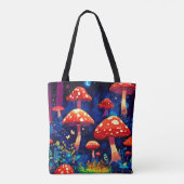 Levendige Magic Mushroom Forest Art Tote Bag (Achterkant)