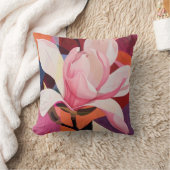 Levendige Magnolia Bloei in Geometrisch Licht Kussen (Deken)