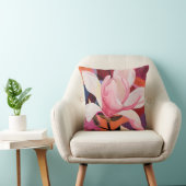 Levendige Magnolia Bloei in Geometrisch Licht Kussen (Stoel)