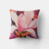 Levendige Magnolia Bloei in Geometrisch Licht Kussen (Achterkant)