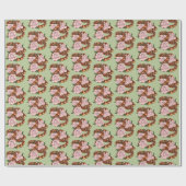 Levendige maïsslang Roze Pioen Bloemen Groen Cadeaupapier (Vlak)