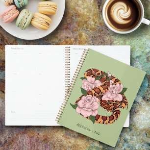 Levendige maïsslang Roze Pioen Bloemen Groen Planner