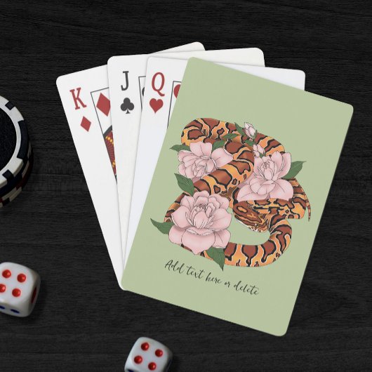 Levendige maïsslang Roze Pioen Bloemen Groen Pokerkaarten