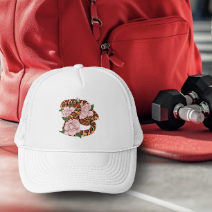 Levendige maïsslang Roze Pioen Bloemen Groen Trucker Pet