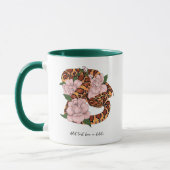 Levendige maïsslang Roze pioenbloemen Groen Mok (Links)