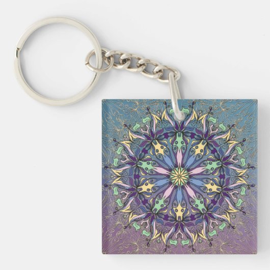 Levendige Mandala Acryl Sleutelhanger (voorkant)