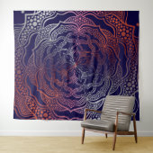 Levendige Mandala Boho Chic Elegante Navy Roze Gou Wandkleed (In Situ (horizontaal))